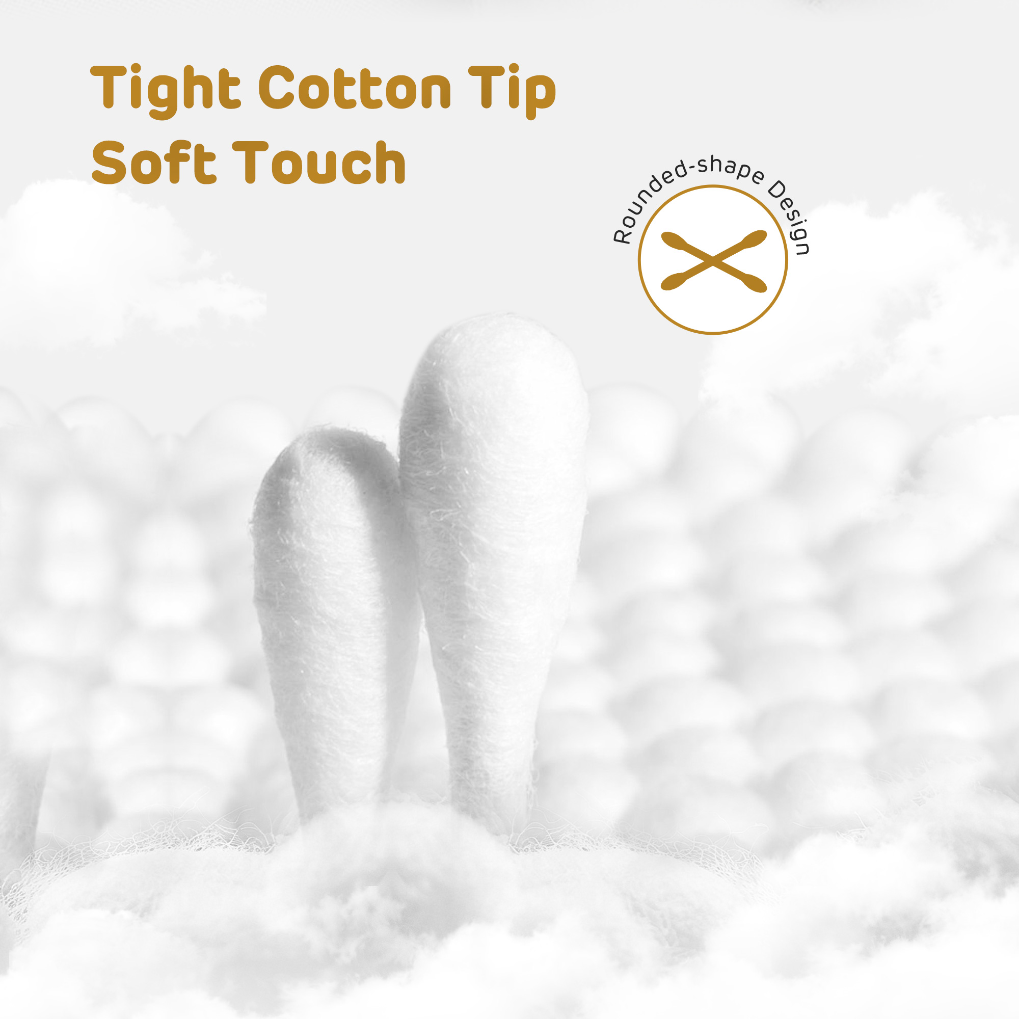 Coton-tige pour bébé (200 pièces de l'embout rond doux)