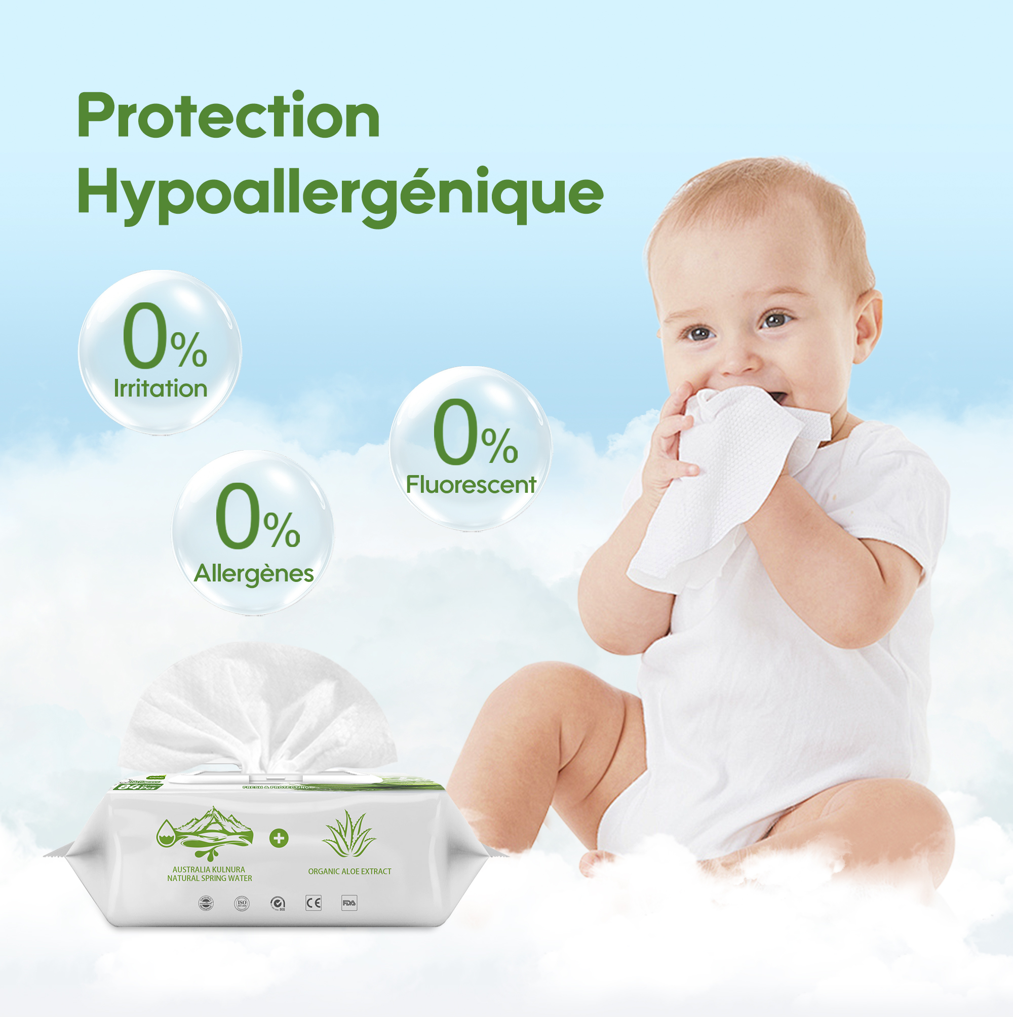 Lingettes fraîches pour bébé (84 lingettes）