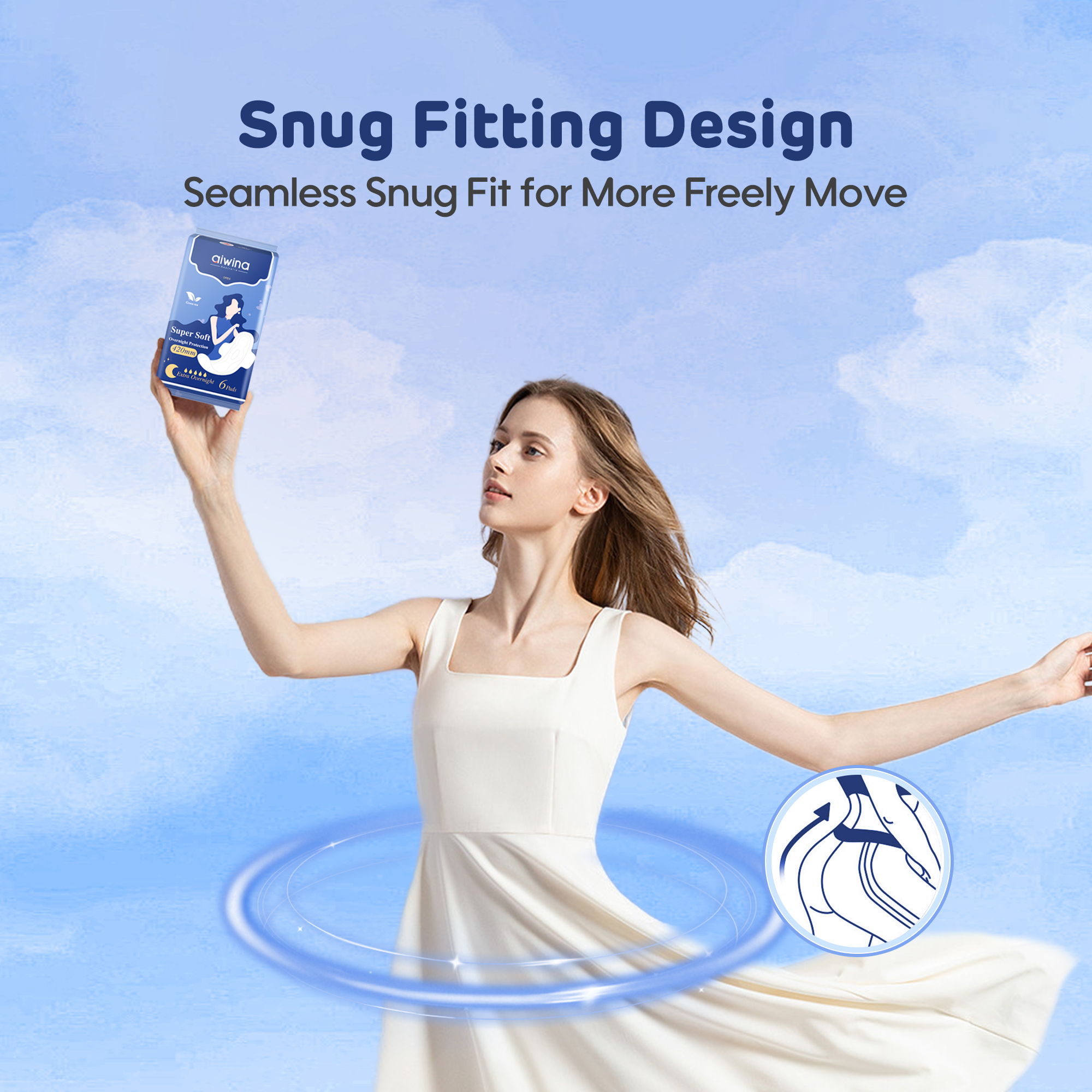 Serviettes Hygiéniques (pâte de bois * 420mm de 6 serviettes)