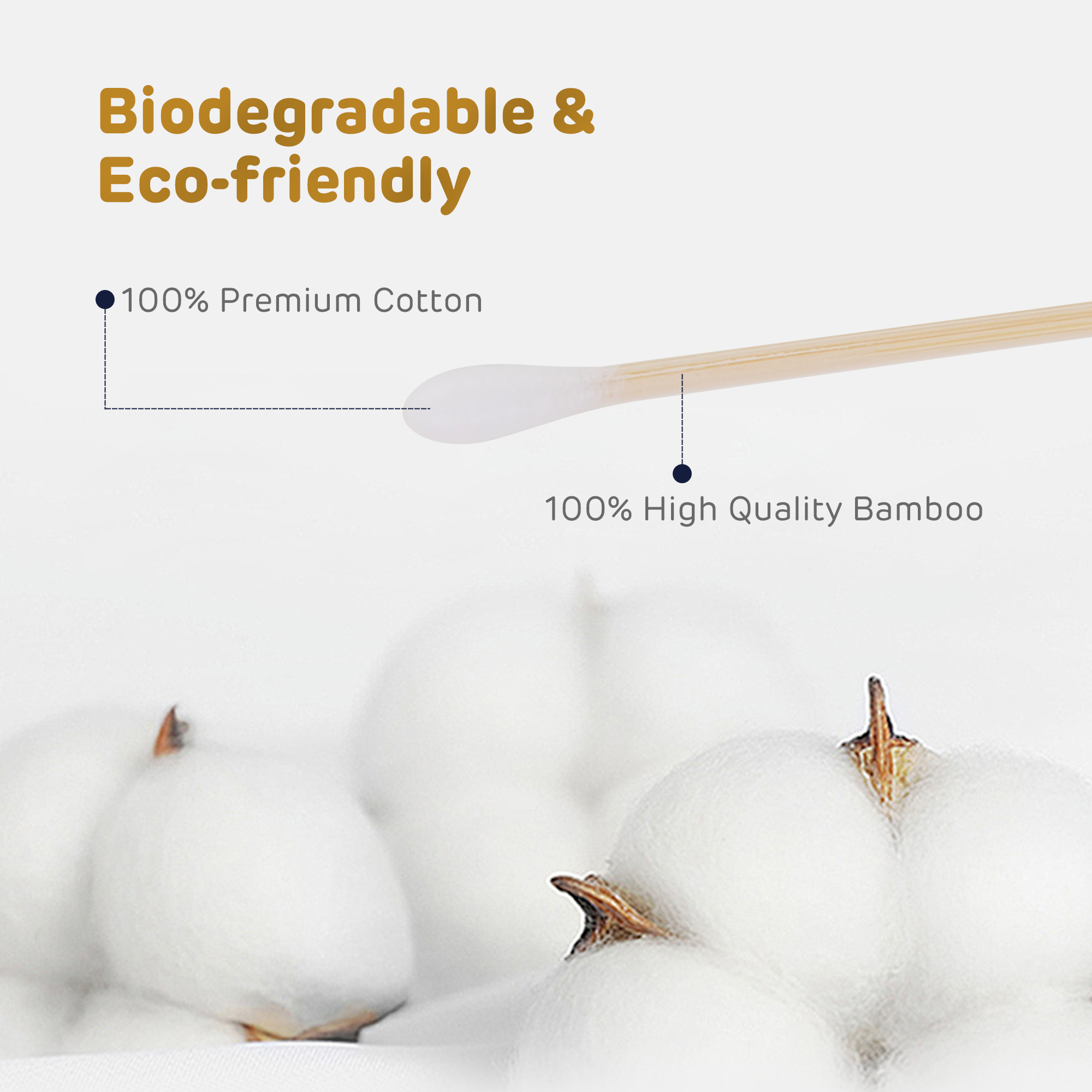 Coton-tige pour bébé (200 pièces de l'embout rond doux)