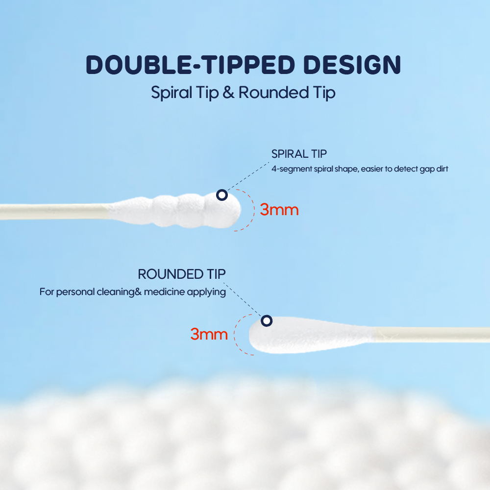 Coton-tige pour bébé (200 pièces de la forme spirale)