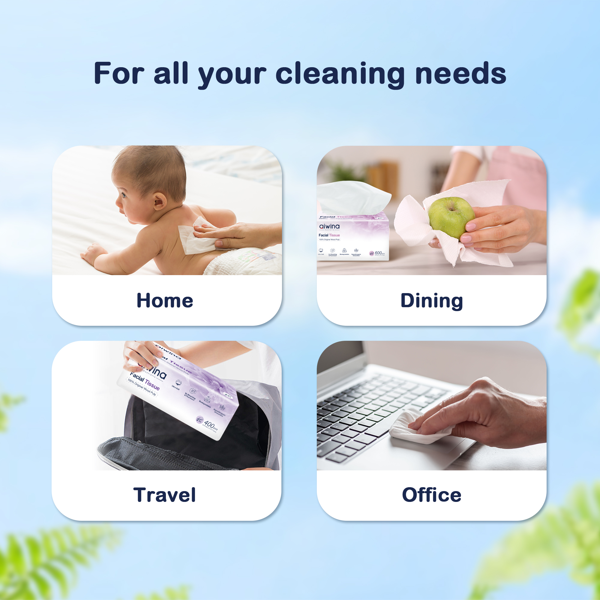 Mouchoirs en emballage souple (14*18cm * 200 tirages)