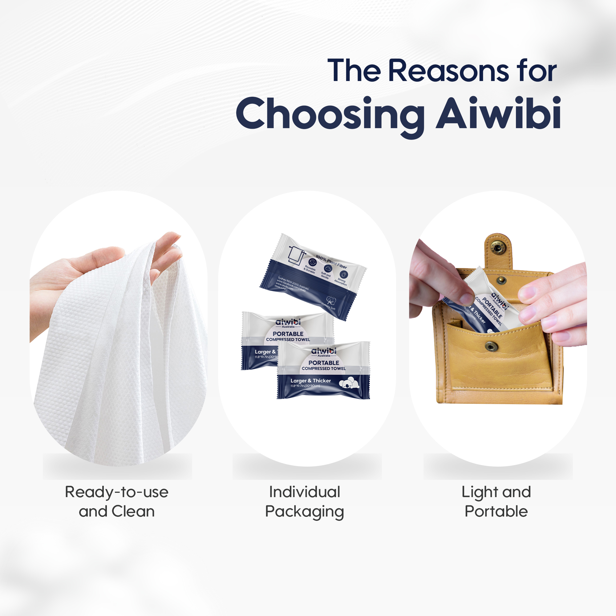 Serviette compressée portable (30 x 50 cm)