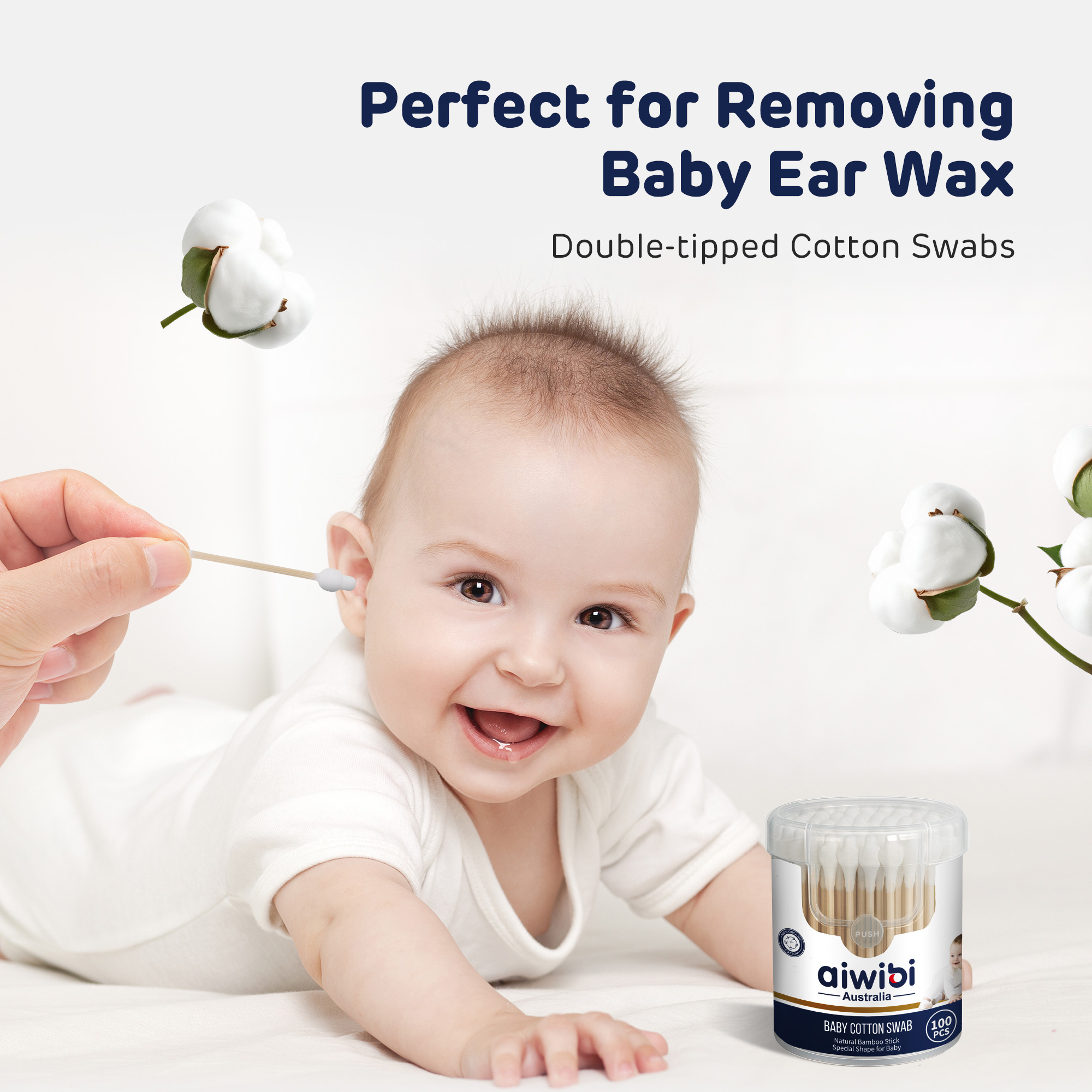 Coton-tige pour bébé (100 pièces de la forme calebasse)